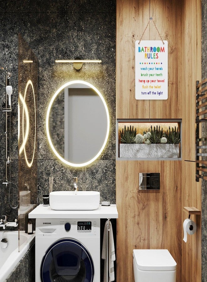 FEXICHUJI Colorful Kids Bathroom Rules Hanging Sign, Wooden Kids Bathroom Decor Reminds to Wash Hands, Brush Teeth, Hang Towel, Flush Toilet, Turn Off Light, Wall Art Decor Accessories for Boys and Girls - Image 5